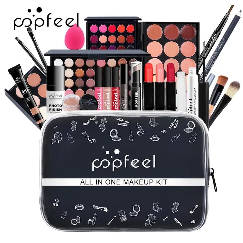 All-in-One Makeup Set Beauty Kit, Eyeshadow, Eyeliner, Lipstick, Concealer, Brush & Mascara, Beginner-Friendly Daily Makeup Palette & Lip Tint Set, Cosmetic Makeup Set, Make Up Sets
