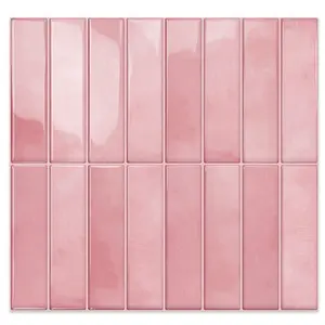 DEWOO: Luxurious Pink Self-Adhesive Kitchen Backsplash Tiles—Perfect for Renters! Waterproof, Oil-Resistant, Scratch-Proof, and Durable. Pink DIY Decor.，Self  Adhesive  Backsplash，12" x 12" (10-Pack)