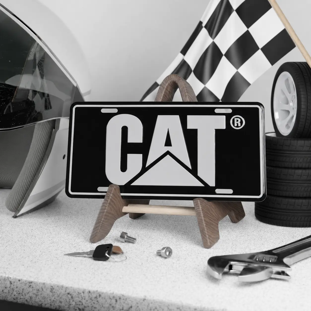 Cat Heavy Machinery Black License Plate, Aluminum Front Car Tag, Construction Equipment Truck Accessory, Operator Gift, USA Made
