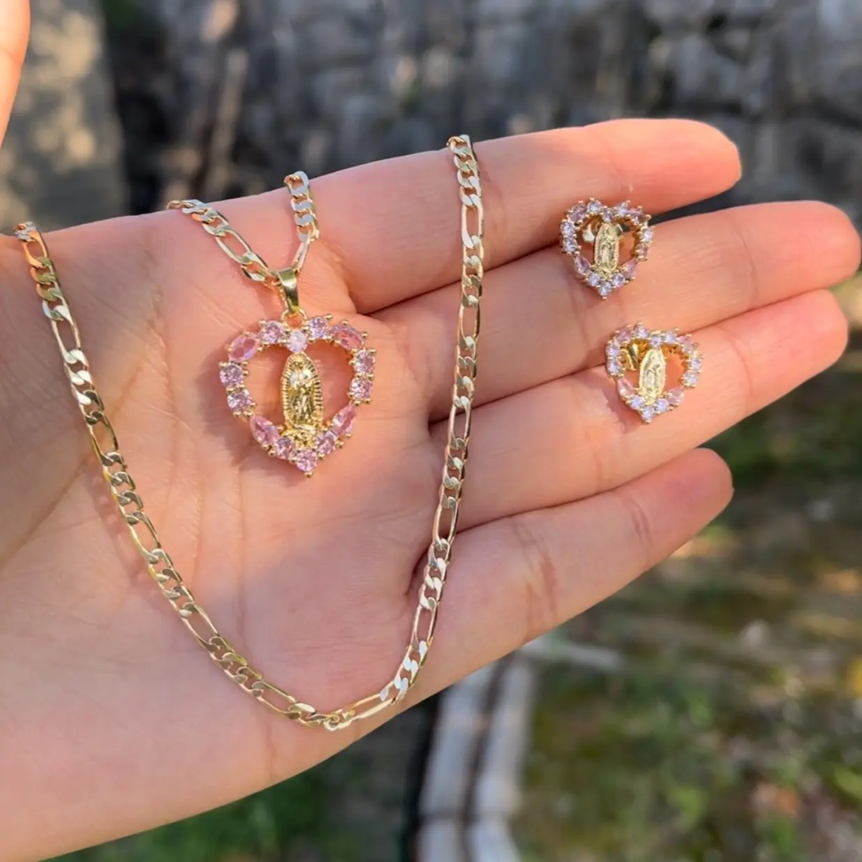 Virgencita Necklace and Earrings Set