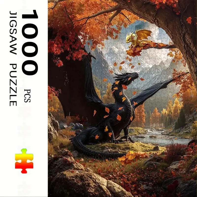 1000 Piece Dragon Jigsaw Puzzle Set, Creative Puzzle DIY Home Decor Brain Teaser Toy, Holiday Scene Design, Perfect Gift for Adults & Families