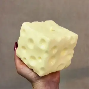 Jumbo Cheese Cube Stress Ball Big Cheese Shapeable Squeeze Ball Non-Bounce Fidget Toy ASMR Sensory Anti-Stress Festival Gift