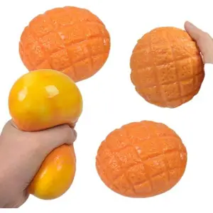 Realistic Pineapple Bun Squishy Stress Ball - Textured TPR Sensory Fidget Toy for Adults - Fake Food Desk Decor & Hand Squeeze Anxiety Relief (1 Pack)
