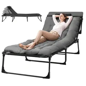 Folding Chaise Lounge Chair, Folding Cot, 4+2Position Adjustable Heavy Duty Patio Chaise Lounges for Outside, Poolside, Beach, Lawn, Camping