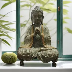 Zen Buddha Decorative Figurine, Religious Home Decor, Living Room Art Accent Piece, Courtyard Outdoor Garden Balcony Decoration, Peaceful Home Ornament