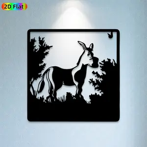 1pc Donkey Metal Wall Art, Stylish Donkey Statue Mural, Ideal Gift for New Year, Easter, Animal Decor Enthusiasts, Weather-Resistant Metal Wall Decor Wall Sculptures, Perfect for Garden Wall & Fence Animal Enthusiasts