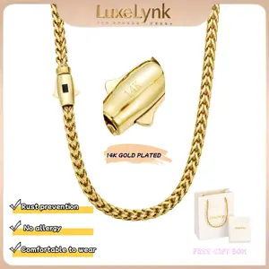 LuxeLynks 14K Gold-Plated 6MM Oval Square Link Necklace(Bracelet) | Waterproof, Hypoallergenic | Christmas Gift | The best gift for your loved one | Cuban necklace Miami style