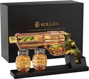 Kollea Camouflage Whiskey Decanter Sets with Grenade Shot Glasses, Anniversary Birthday Gifts for Him, Holiday Gifts for Father, Brother, Husband, Boyfriend, Military Present, Bar, 12.8 oz Utensils Classic Glassware Decoration, Mother's Day Gift