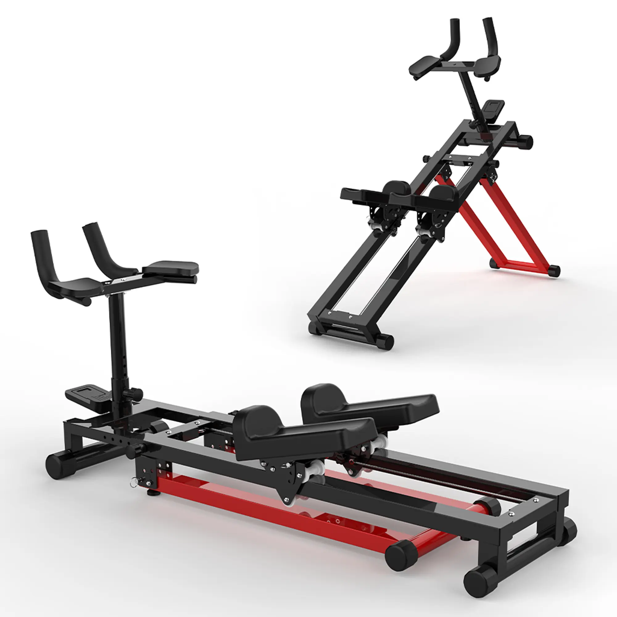 3-in-1 Multi-Function Foldable Fitness Machine with 300LBS, LCD，compact stepper Core Trainer & Back Stretcher，easy move and store，quiet fitness equipment,ideal for busy people who want full-body workouts at home.