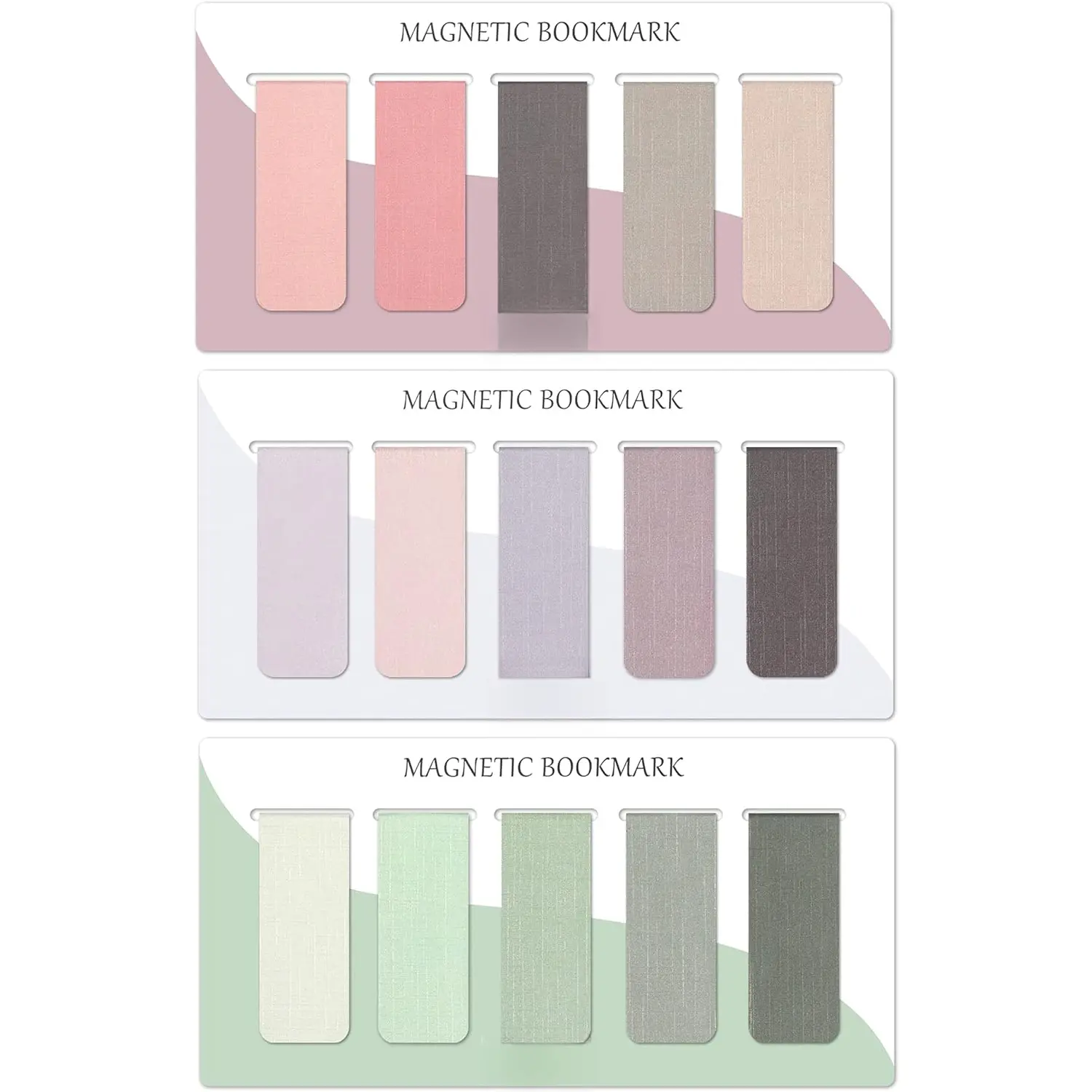 High-Quality Durable Bookmarks (15-Count) - Colorful Geometric Patterns Page Markers, Elegant Misty Color Office Stationery for Book Lovers, Decorative Gift for Family or Friends