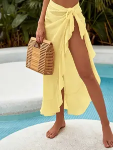 Relaxed Style Beach Wrap Dress, Tie-Wrap Design for Various Body Types, Asymmetrical Hem, Lightweight Sheer Fabric, Summer Swimwear Outer Layer, Swimwear Coverups