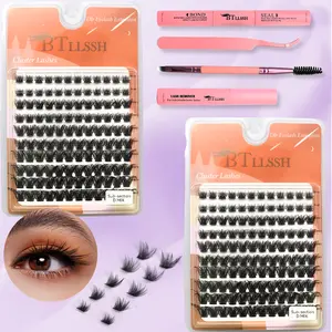 DIY Lash Extension Kit 240pcs Individual Lashes D Curl Eyelash Extension Kit Lash with Lash Bond and Seal Lash Applicator Tool and Eyelash Brush DIY at Home Makeup Cosmetic