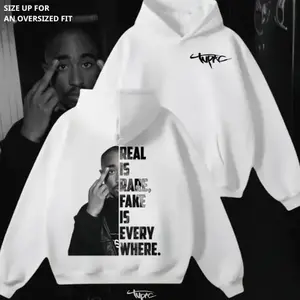 2Pac Graphic Hoodie - Retro Album Style, Real iz Rare, Classic Casual Stretch Cotton Sweatshirt with Pocket, Vintage Hip Hop Streetwear Top