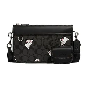Coach x White Rabbit Heritage 25 Monogram Crossbody Bag for Men, Black Canvas