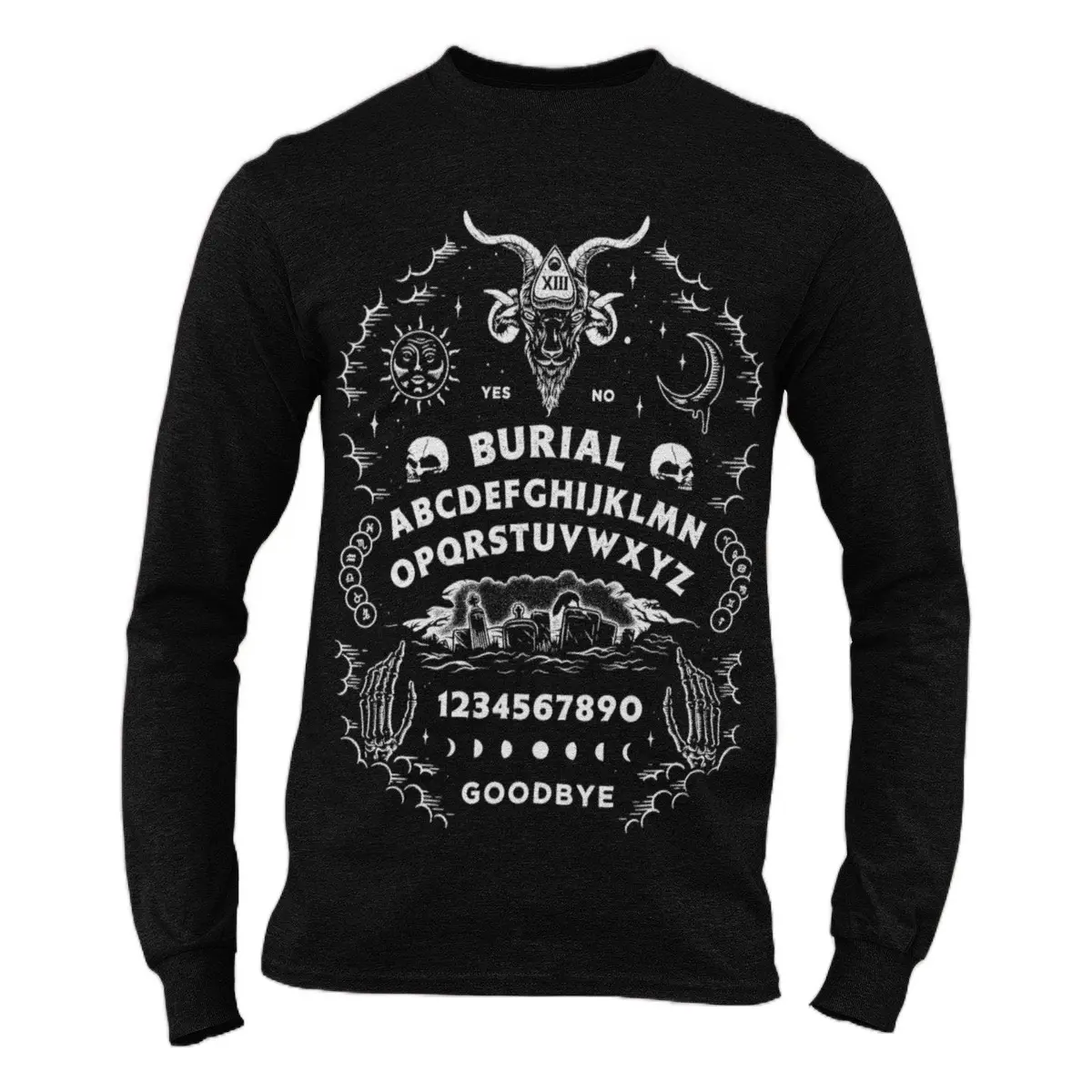 Burial 13 Apparel: Long Sleeve Ouija Tee for Men - Top Quality