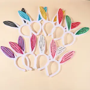 Easter Plush Bunny Ear Headband with Wire Support Bendable for Parties and Nightclubs Fun Accessory