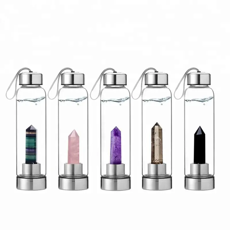 500ML Crystal Water Bottle Glass - Crystals Only Drink Drinkware