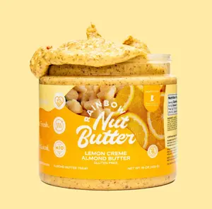 LEMON ALMOND BUTTER Nut Butter Treat Spread White Chocolate Dessert Dip Sweet Creamy Flavor High Protein Snack for Kids Rainbow Nut Butter