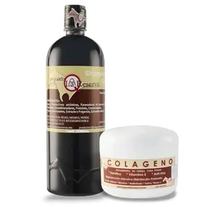 Yeguada 2 Piece Bundle - Colageno + Shampoo Caballo Negro 1 Liter Bottle for Dark to Black Colored Hair - Made in Mexico, Natural Ingredients, Alcohol Free