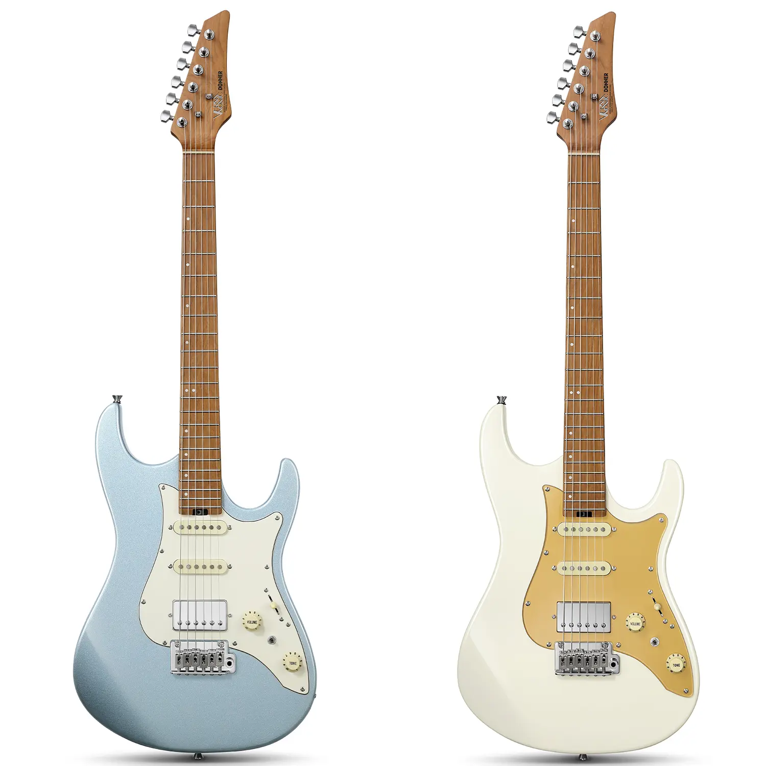 Donner DST-550 39in Electric Guitar - Aged Poplar Solid Double-cut Body, Carbonized Maple Neck, HSS Pickup Configuration, Switchable Humbucker Thunderforge Pickups, 7 Tone-switching Options, Tremolo Bridge, Tuning Pegs, for Intermediate Players, Bonus Bag