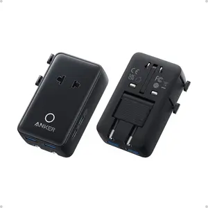 Anker Travel Adapter 5-Port Power Charger with 1 AC 2 USB-A 2 USB-C Ports Smart Temperature Control Universal Plug for Over 200 Countries Foldable Retractable Design Portable Charging Solution