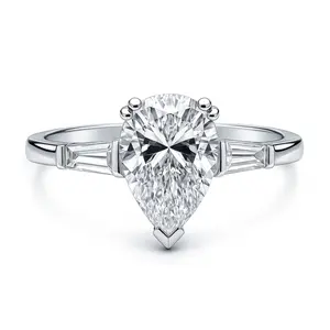 Solitaire 1.8ct Pear CZ Ring in Sterling Silver