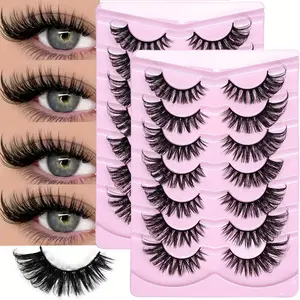 14Pairs/2Pack Dramatic Cat Eye Fake Eyelashes - Natural, Long, Winged, and Elongated for a Flawless Makeup Look.
