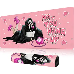 Cute Pink Anime Gaming Mouse Pad, 80×30CM 3mm Thick Non-Slip Rubber Base Desk Mat, Funny Keyboard Table Pad for Gaming, Office & Home Desktop