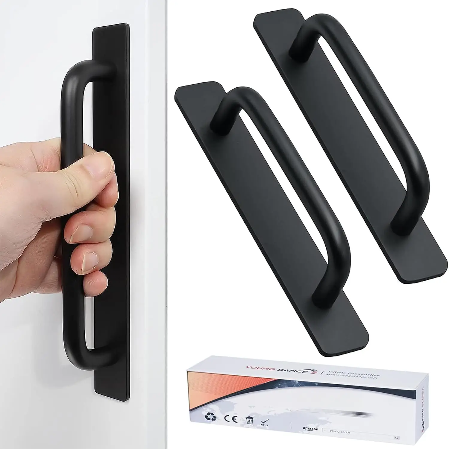 Self-Stick Instant Cabinet Drawer Handles Pulls - 2 count  Alloy Drawers Push Pull Handles Helper with Adhesive Door Handle for Kitchen Cabinet Drawer Window Sliding Closet (5.83", Black)