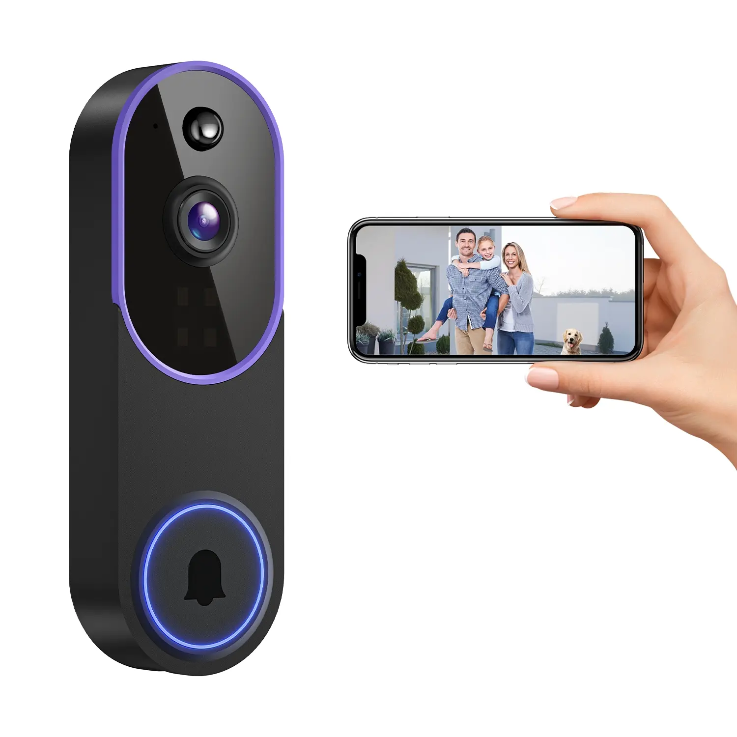 Smart 1080P Video Doorbell Camera Wireless, Ai Human Detection, Live View, 2-Way Audio, Night Vision, 2.4g Wi-Fi, Cloud Storage, Indoor/Outdoor Surveillance Cam, Wireless Wifi Doorbell