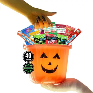 Halloween Organic Jack O'Lantern, Candy Assortment - 40 piece | (1) 1.75LB Basket | Trick or Treat Healthy Holiday Bundle perfect for handing out to your kids, neighbors, and loved ones!