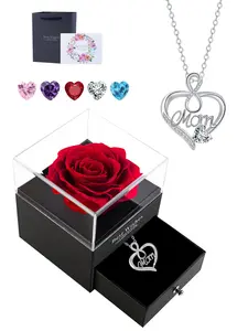 Mom Necklace Gift Set, Elegant Copper Chain Jewelry, Perfect Birthday & Mother’s Day Present, Charming Heart Design, Heart Shaped Necklace