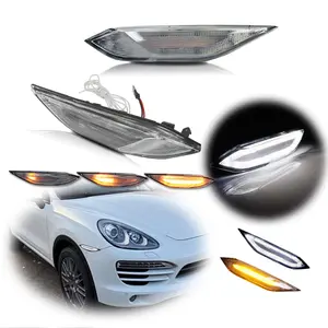 2pcs Fit 2011 2012 2013 2014 Porsche Cayenne 958 Clear Sequential LED Side Marker Signal lamps Lights,Replace OEM 95863107200, 95863107100