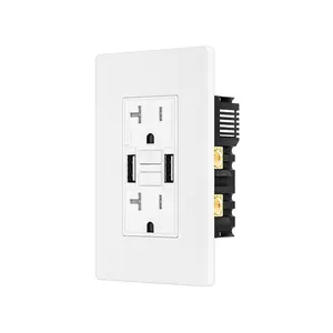 Brilltech 20 Amp GFCI Outlet with Dual USB-A Ports, Self-Test GFCI Electrical Outlet, Tamper-Resistant GFCI Outlet, Screwless Wall Plate Included, ETL Listed, White, 1 Pack