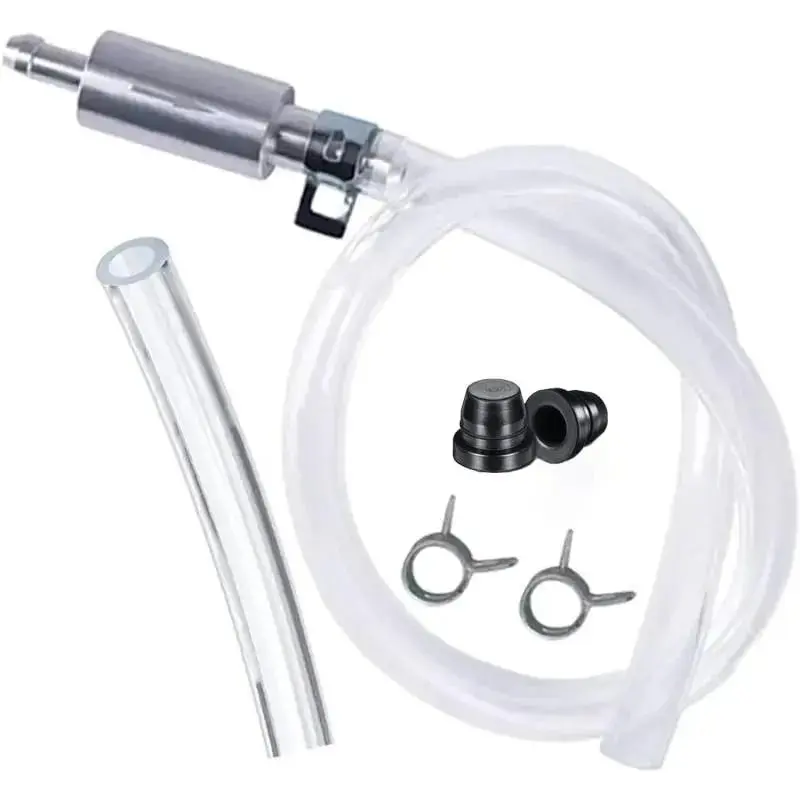 Universal Brake Fluid Deflator Kit - Auto & Motorcycle Bleed Hose, Clutch 1-Way Check Valve Tube, Metal Clamp System Bleeding Tool