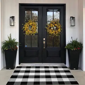 Buffalo Plaid Checker Black and White Doormat Rug, Farmhouse Home Decoration modern rugs checkered