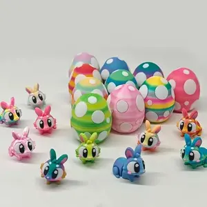 5/10 Pcs 3D Printed Bunny & Egg Model Set, Cute Cartoon Figurine, Multicolor Indoor Outdoor Home Decor, Perfect for Easter Valentine's Day New Year Party Gifts