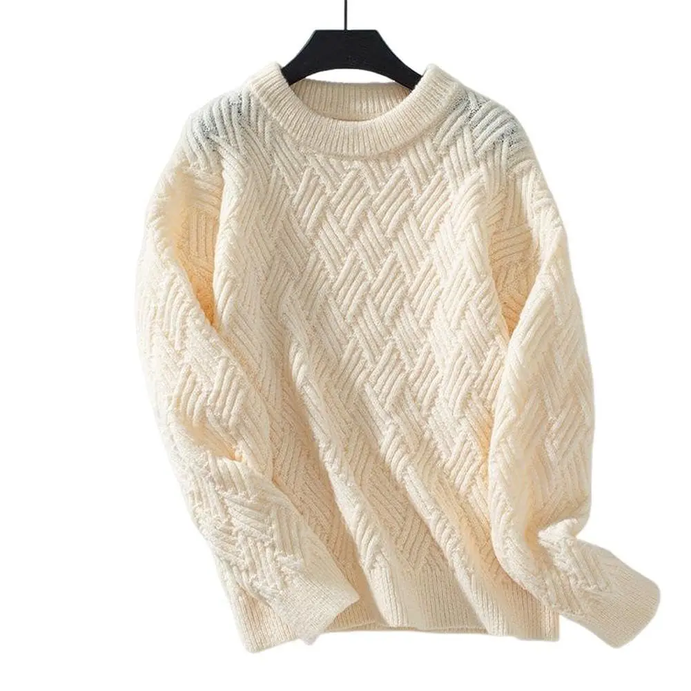GARVEE Damen Pullover Elegant Winter Strickpullover Casual Lose Langarm Pulli Oberteil Sweater Beige M