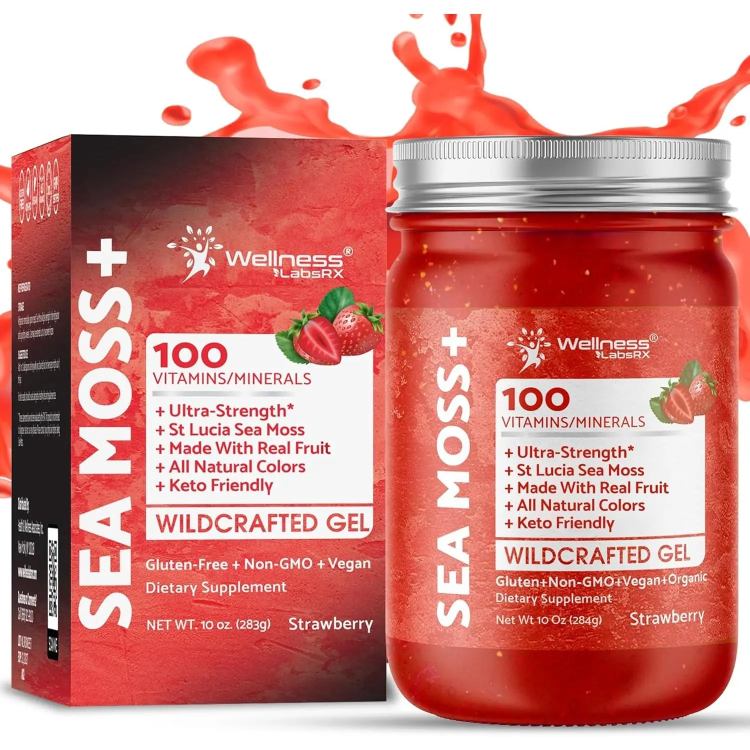 Organic Wildcrafted Sea Moss Gel All Natural Strawberry Flavor – 10 oz