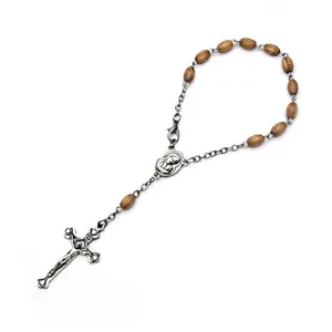 Catholic Cross Rosary Bracelet Religious Jewelry for Women Friend Finger Chain