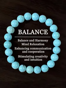 Turquoise Crystal Beaded Bracelet, Balance Energy Bracelet for Women & Men, Healing Crystal Bracelet, Trendy All-match & Exquisite Bracelets Jewelry for Birthday Gift