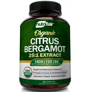 NutriFlair Citrus Bergamot Extract Dietary Supplement, Cardiovascular Cholesterol & Heart Health Support, Dairy-Free & Vegan-Friendly - 120 Capsules