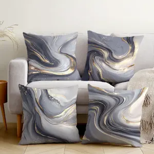 4pcs, Single-Sided Printed Pillow Covers, Purple-Gray Marble Pattern Pillow Covers, Suitable for Home Decor on Living Room Sofas And Bedrooms, Pillow Inserts Not Included