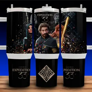 Clair Obscur Expedition 33 Gustave Maelle Lune Gaming Cup Mug Tumbler 40oz  with Lid and Straw Elegant Drinkware for Gaming Fans Stainless Steel Flask