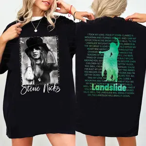Landslide Lyrics T-Shirt Two Side Print, Fleetwood Mac Inspired Tee, Soft Vintage Music Shirt,  Casual, Short Sleeve, Retro 70s Classic Rock Apparel - Womenswear, Top