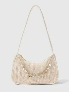 Niche design fashionable, casual and versatile woven shell bag, pearl chain crossbody small square bag, beach style shell and pearl decorated handbag, suitable for daily travel, shopping, dating and vacation, etc., Elegant Bags