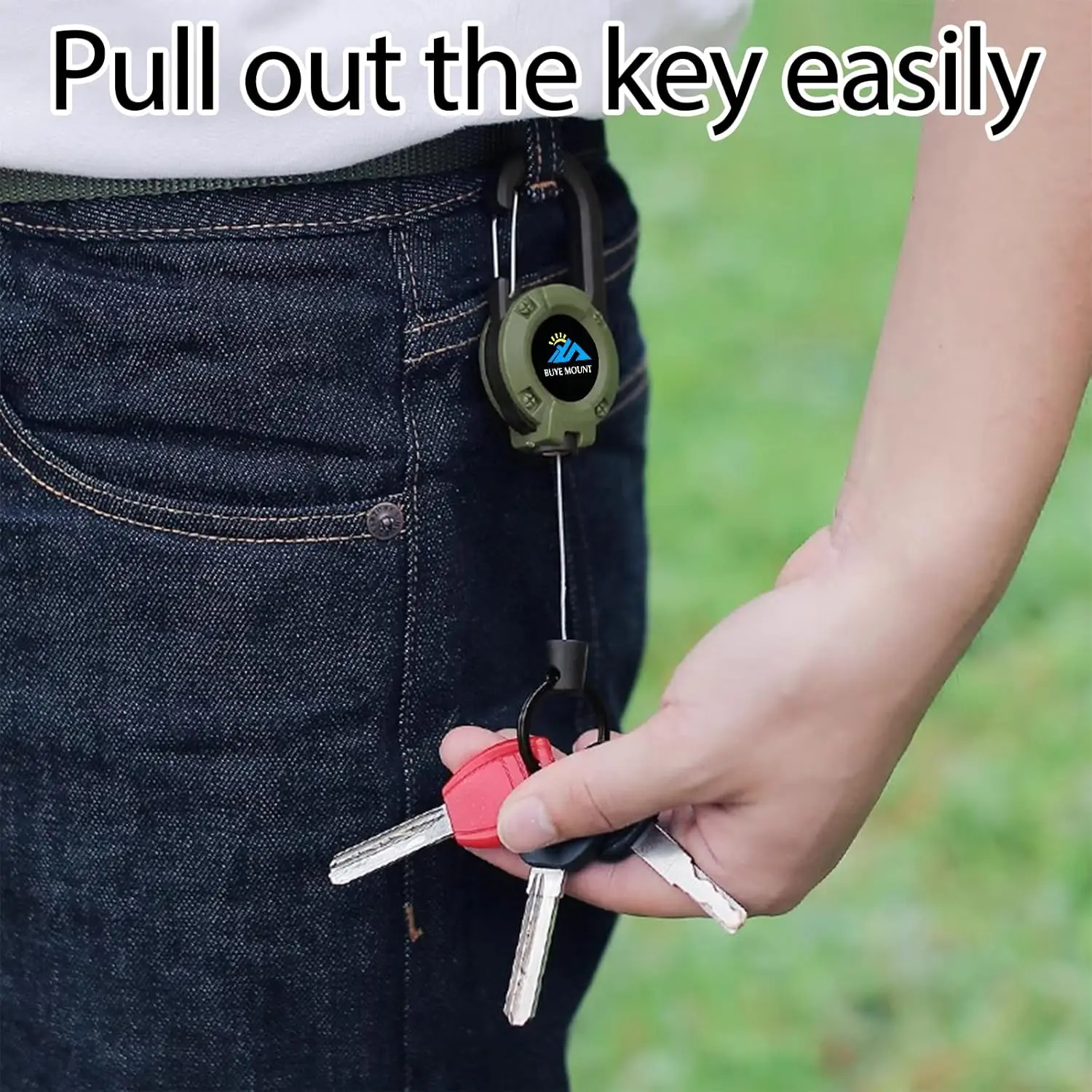 Retractable Keychain, Heavy Duty Badge Holder Reel, Retractable ID Badge Clip Reel with Steel Cable and Carabiner Clip, Badge Reel Carabiner Key Chain