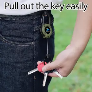 Retractable Keychain, Heavy Duty Badge Holder Reel, Retractable ID Badge Clip Reel with Steel Cable and Carabiner Clip, Badge Reel Carabiner Key Chain