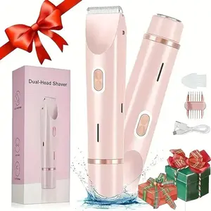 Electric Bikini Trimmer for Women, Bikini Shaver, Cordless Rechargeable 2 in 1 Body & Facial Hair Removal, Body Hair Trimming, Waterproof Wet & Dry Use Trimmer for Women, USB Rechargeable Trimmer