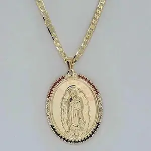 Brand New Brazilian 18k Gold Filled Virgen De Guadalupe Necklace
